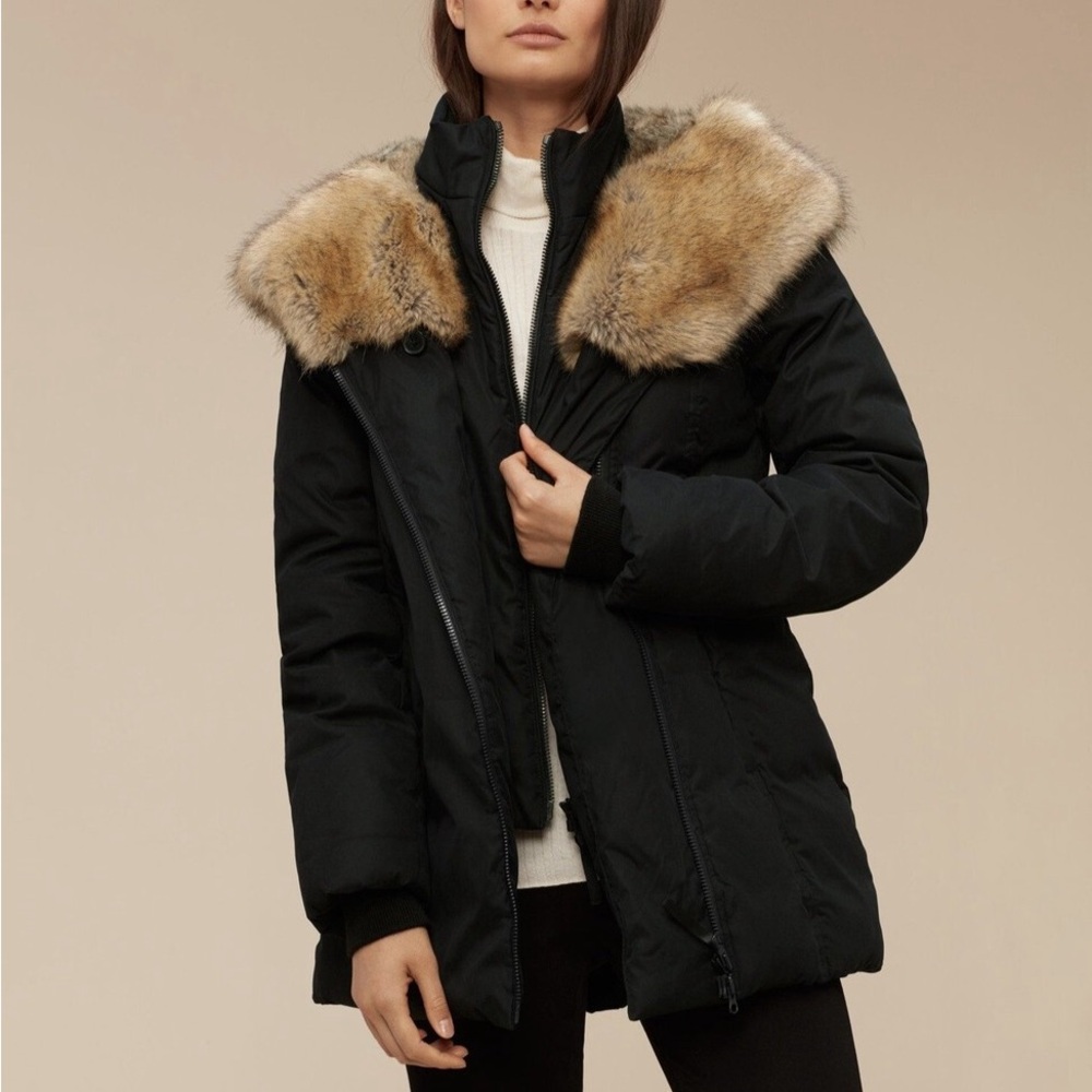Women's Black Faux Fur Trim Parka